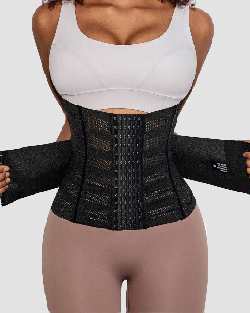 Corsé Deportivo de Cintura con Doble Cinturón, Transpirable y Hueco, Control de Abdomen y Moldeador Slimming