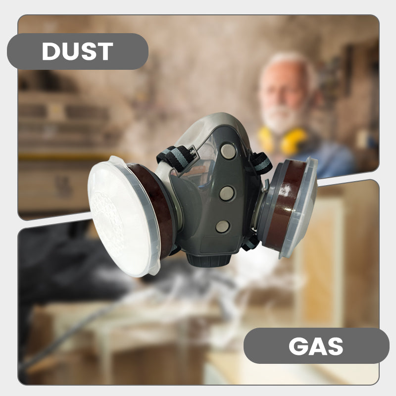 🛡️ Máscara de Seguridad con 2 Filtros de Carbón y Sello EPDM – Protección Contra Gases, Anti-Fugas y Doble Función para Industrias ⚡🔄