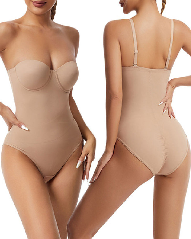 Body de Mujer Sin Tirantes con Sostén Incorporado y Control de Abdomen en Forma de X