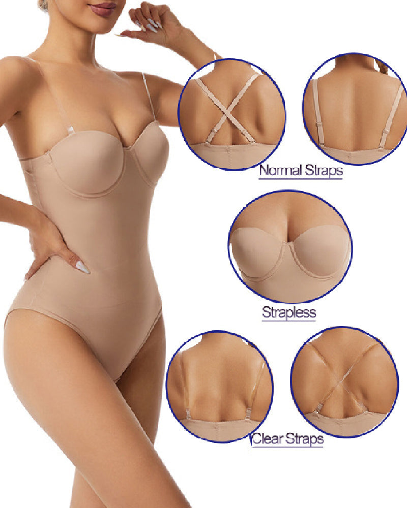 Body de Mujer Sin Tirantes con Sostén Incorporado y Control de Abdomen en Forma de X