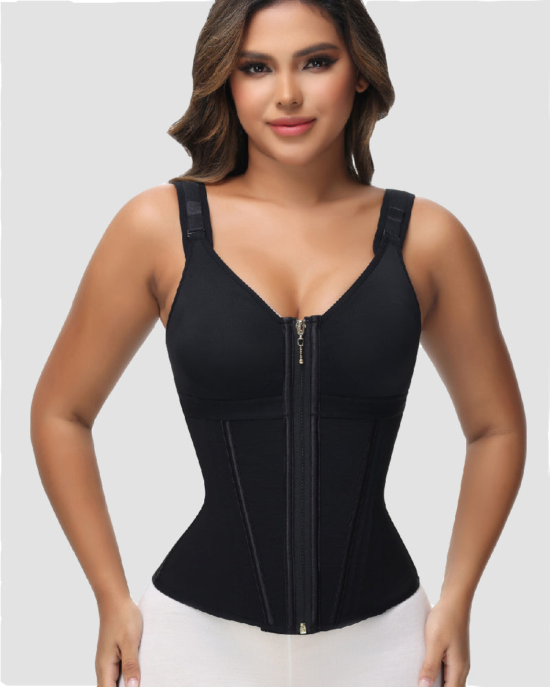 Shapshe® Corsé de Látex con Varillas para Mujer, Cierre de Cremallera, Moldeador de Abdomen con Sujetador