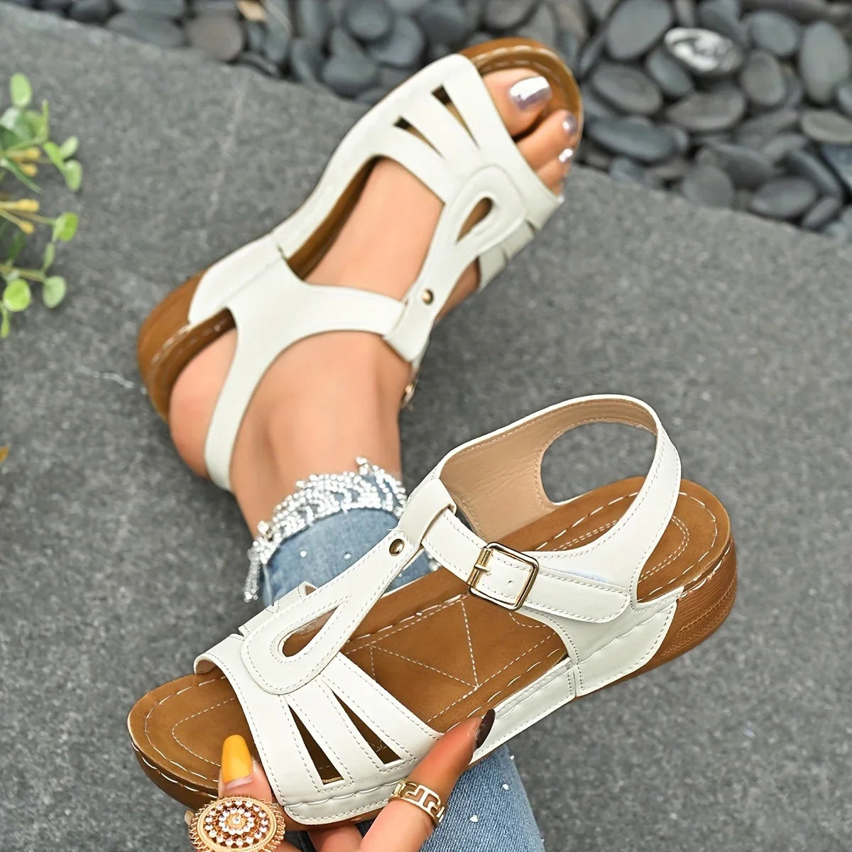 Sandalias de Tacón Cuero Suave Eclipse Óptimo Serenidad, Comodidad y Estilo Todo el Día