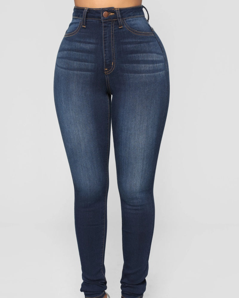 Jeans Ajustados de Cintura Alta con Control Elástico de Abdomen y Levantamiento de Cadera