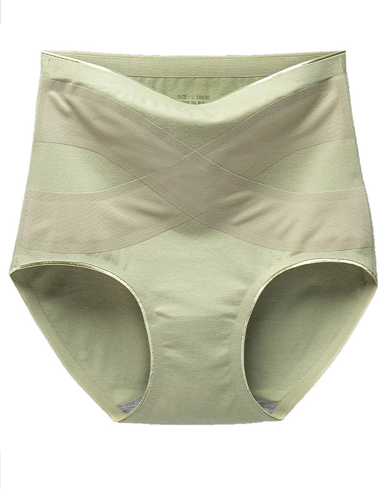Ropa interior de algodón para mujer sin costuras con grafeno, de cintura alta y control de abdomen