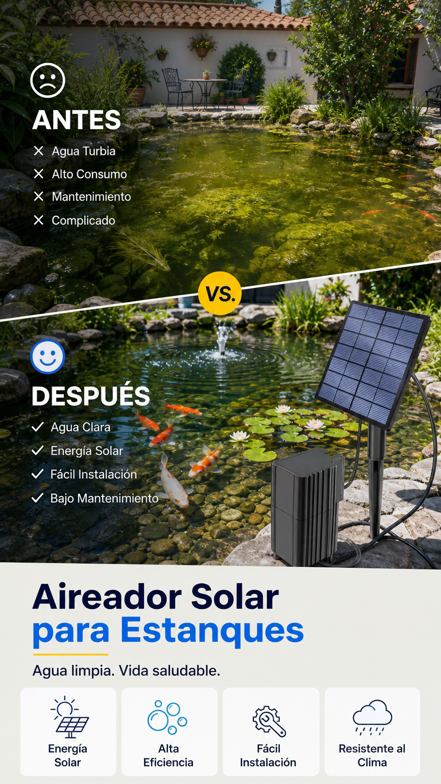 🔥🌞 ¡50% DE DESCUENTO! Aireador Solar para Estanques – Oxígeno Natural 24/7 para tus Peces 🐟💧