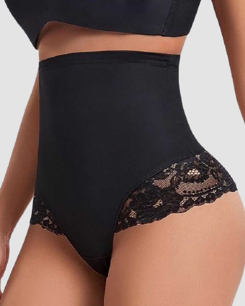 Bragas Moldeadoras de Encaje Sin Costuras con Control de Abdomen, Cintura Alta y Compresión, Tanga Interior