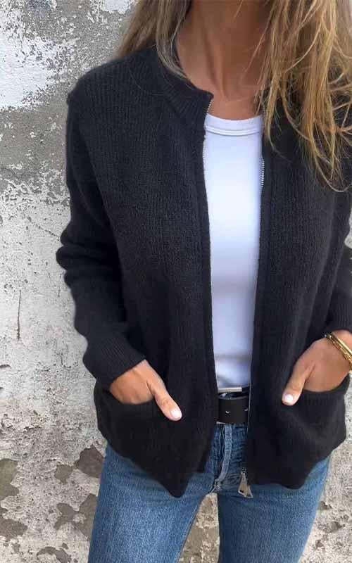🧥 Chaqueta de Punto para Mujer – Casual y Versátil con Bolsillos 🌟 Perfecta para Otoño e Invierno ❄️🍂
