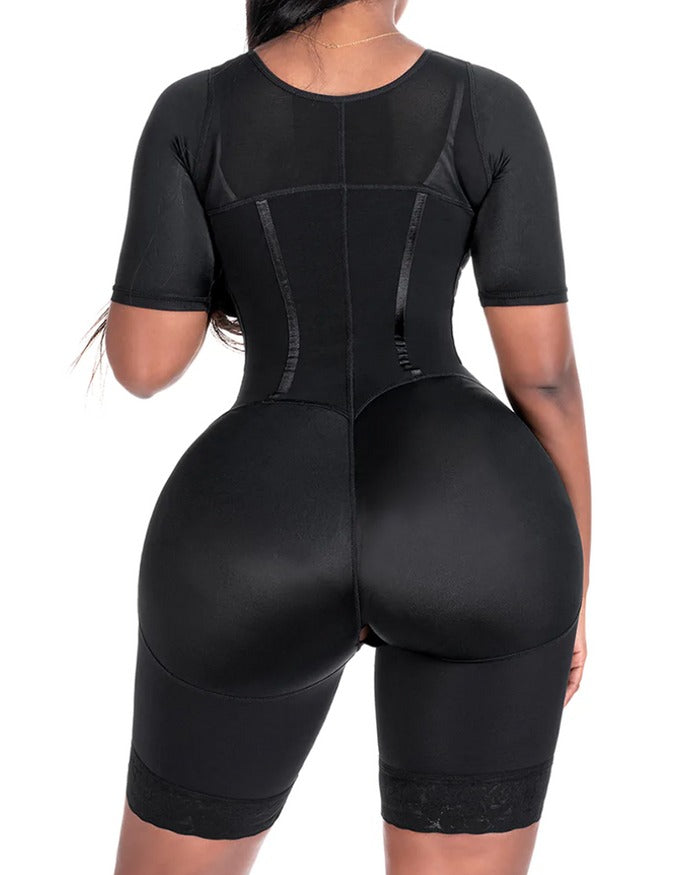 Preciso Bodysuit de Compresión Alta con Control de Abdomen, Faja de Muslo Medio con Sostén y Mangas Integradas