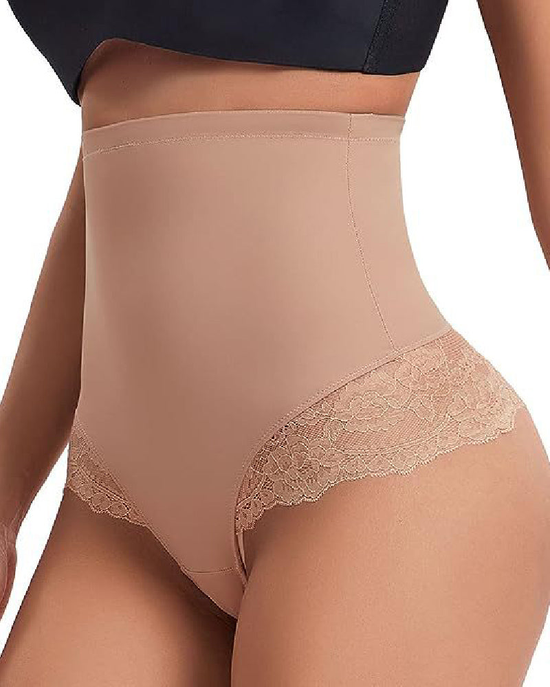 Bragas Moldeadoras de Encaje Sin Costuras con Control de Abdomen, Cintura Alta y Compresión, Tanga Interior