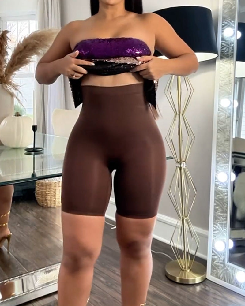 Shorts Moldeadores de Muslos de Cintura Alta, Control Central y Elasticidad Sin Costuras