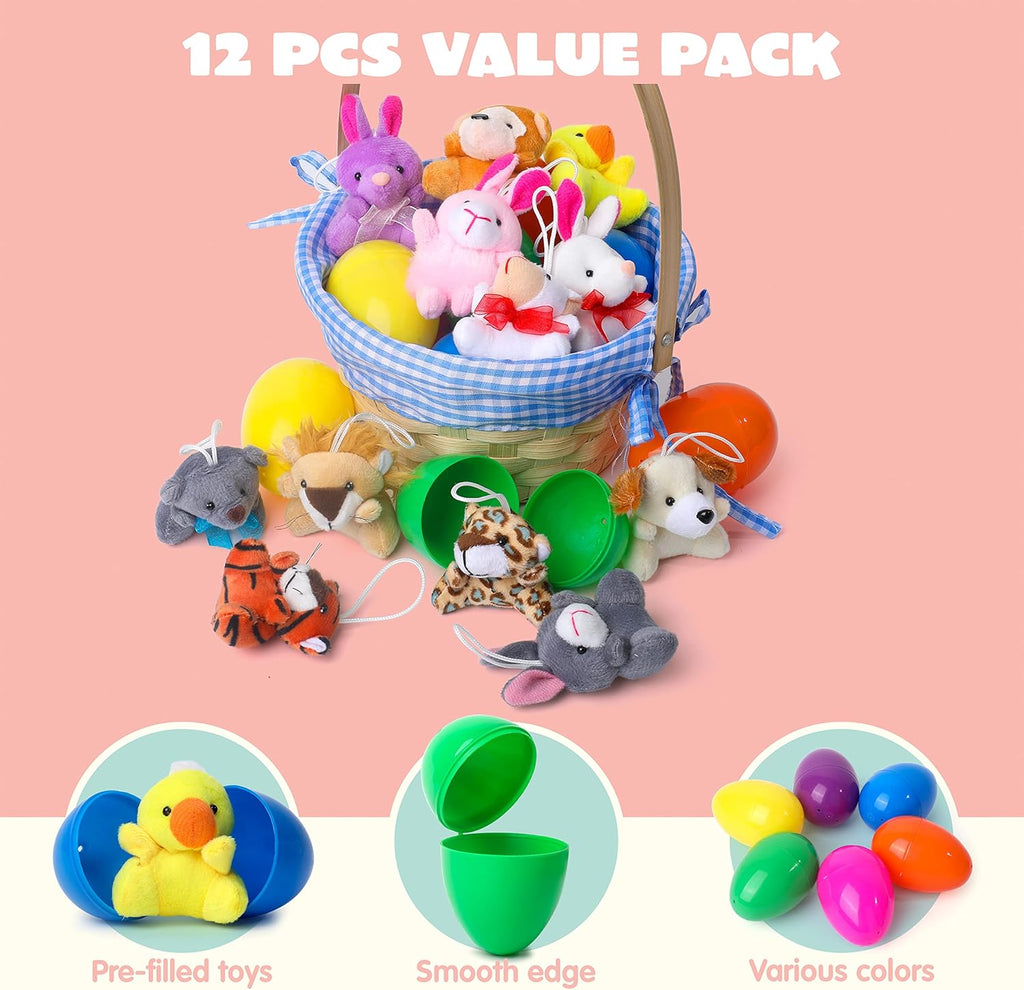 🐣 Huevos de Pascua Pre-rellenados con Animales de Peluche – Diversión y Sorpresa para Niños ✨🧸