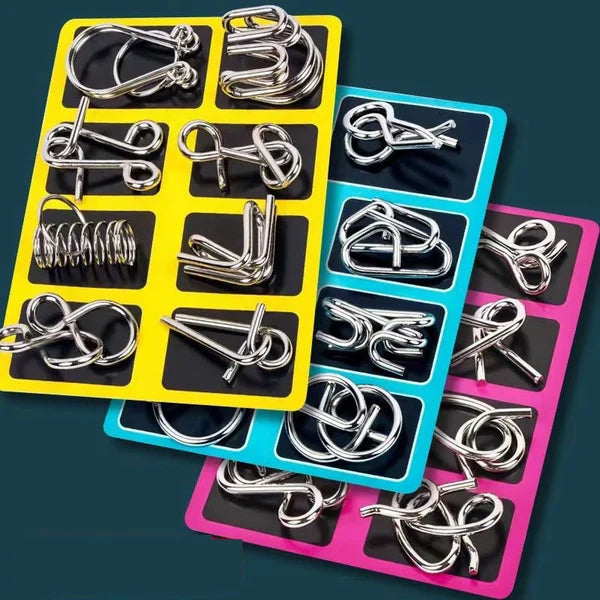 🧠 Juego Educativo de Metal – Rompecabezas de 9 Aros para Niños y Adultos 👧👦✨