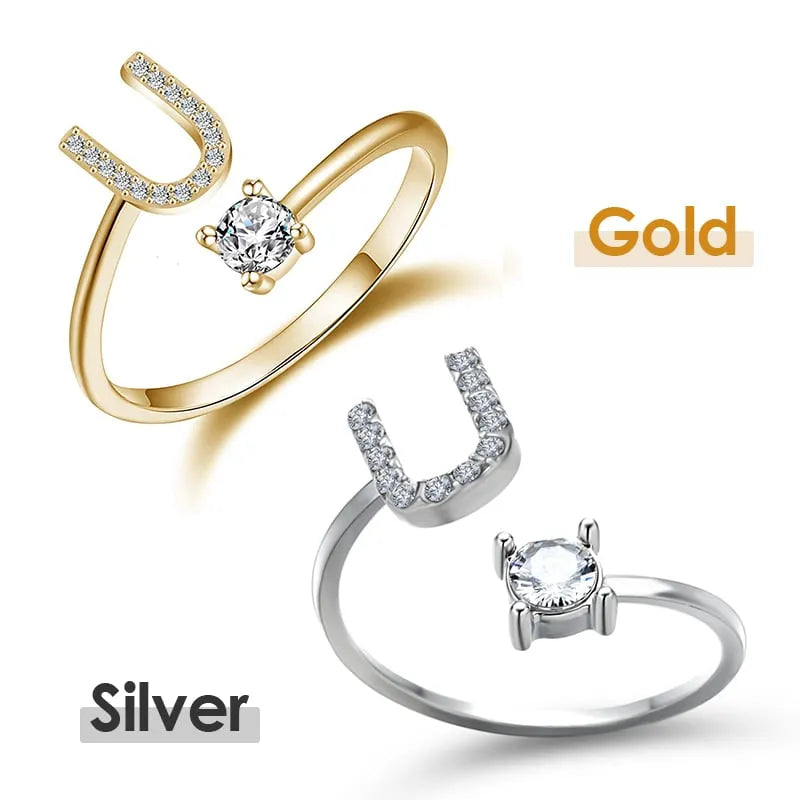 💍 ¡50% DE DESCUENTO AHORA! ❤️ Anillo con inicial de amor: personalizado, ajustable y perfecto como regalo significativo para ti o para un ser querido ✨