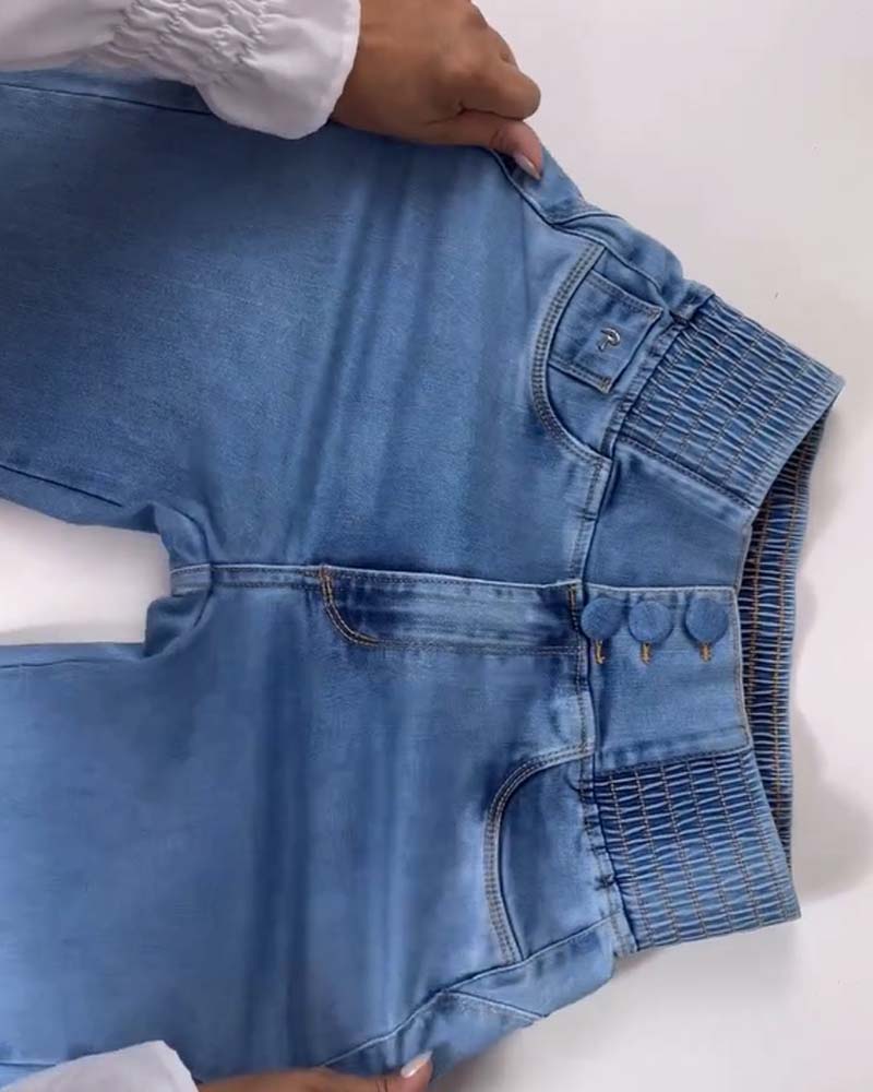 Jeans Shapshe® Skinny Acampanados de Tiro Alto con Cintura Elástica