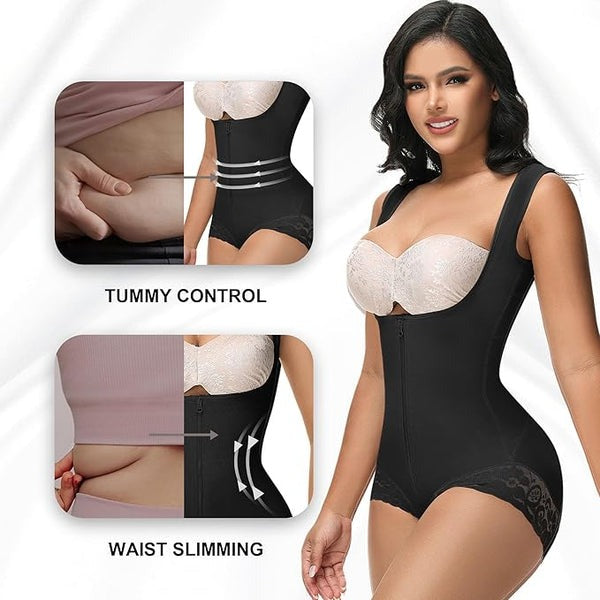 Shapshe® Moldeador Corporal de Alta Compresión con Control de Abdomen y Escote Abierto estilo Leopardo