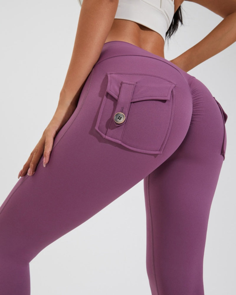 Leggings Deportivos Melocotón con Bolsillos Cargo