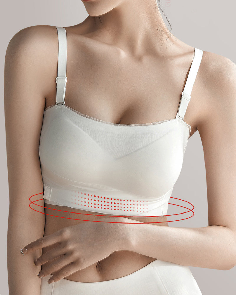 Sostén Bandeau Invisible Sin Tirantes con Hebilla Doble Lateral, Encaje Antideslizante