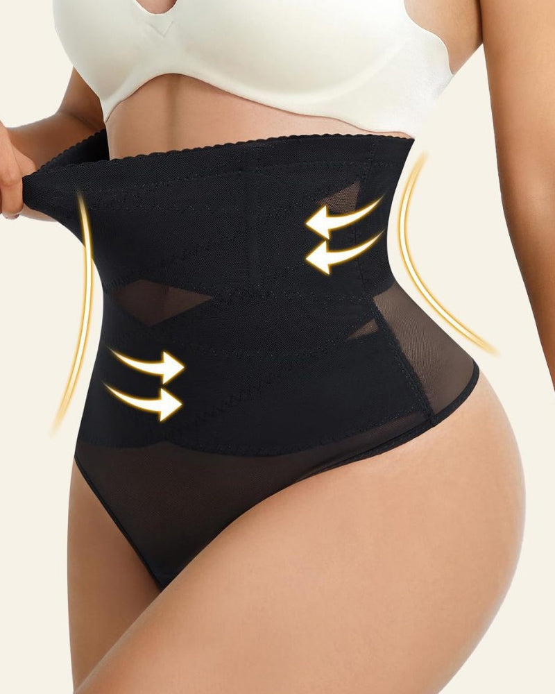 Bragas moldeadoras de cintura alta con malla, control firme del abdomen
