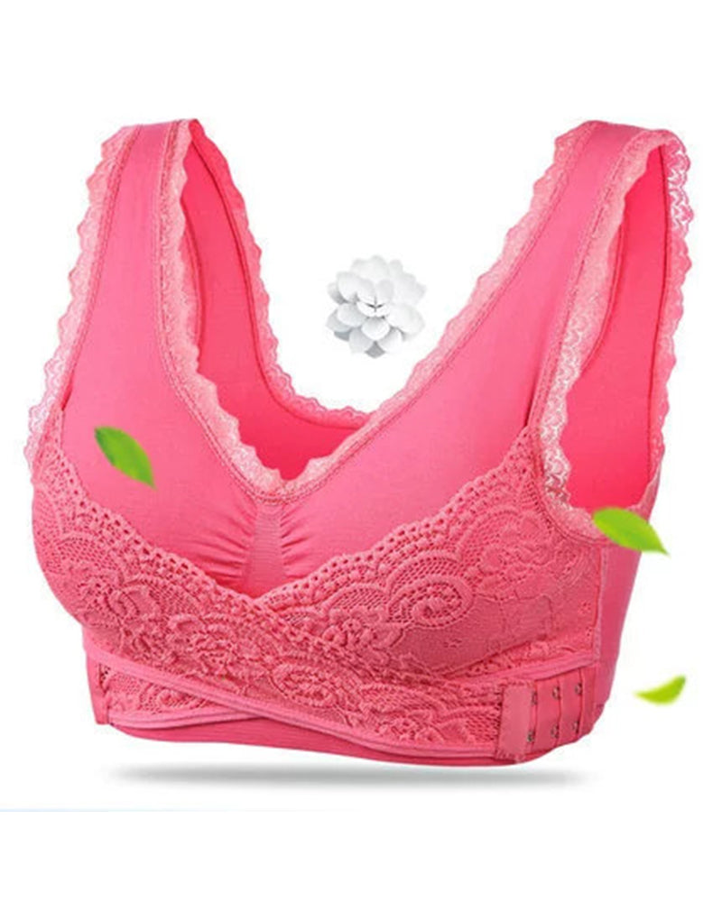 Sujetador deportivo push-up sin aros para mujer, con cierre lateral cruzado frontal