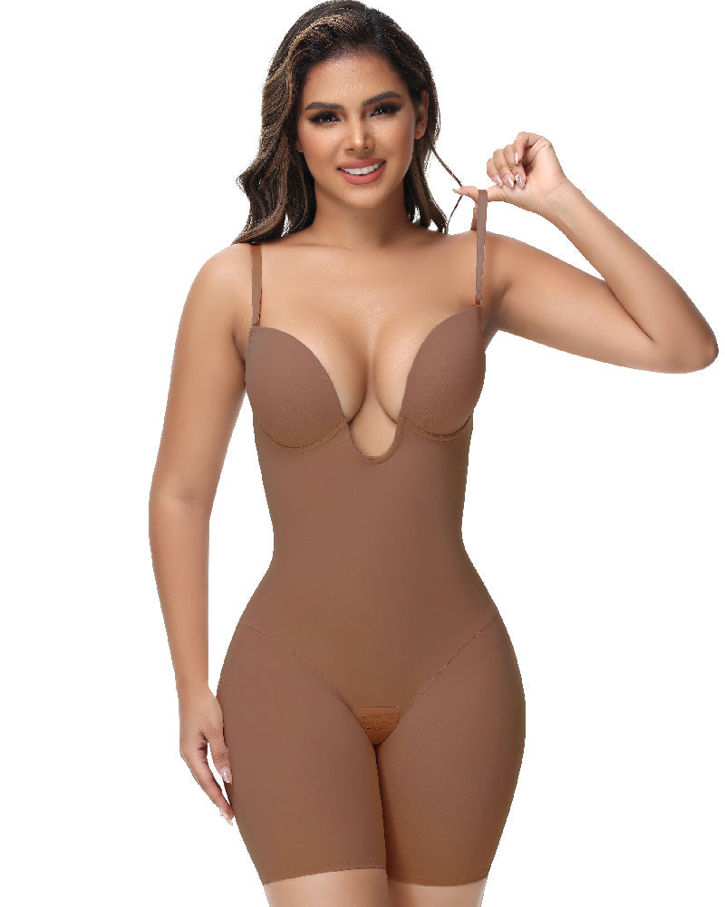 Shapshe® Body Faja Mujer Sin Tirantes Escote en U Control de Abdomen Espalda Baja con Sostén Incorporado Modelador