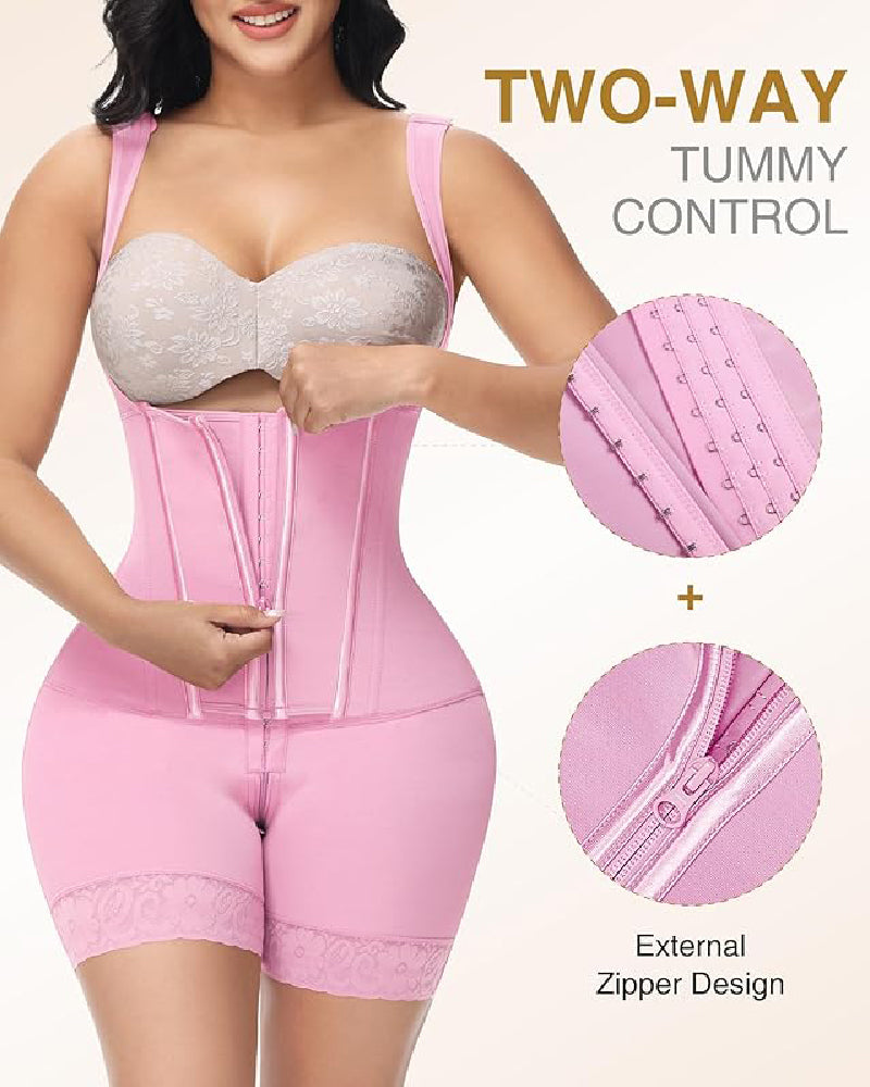 Shapshe® Faja de Alta Compresión con Cremallera Frontal hasta Media Muslo