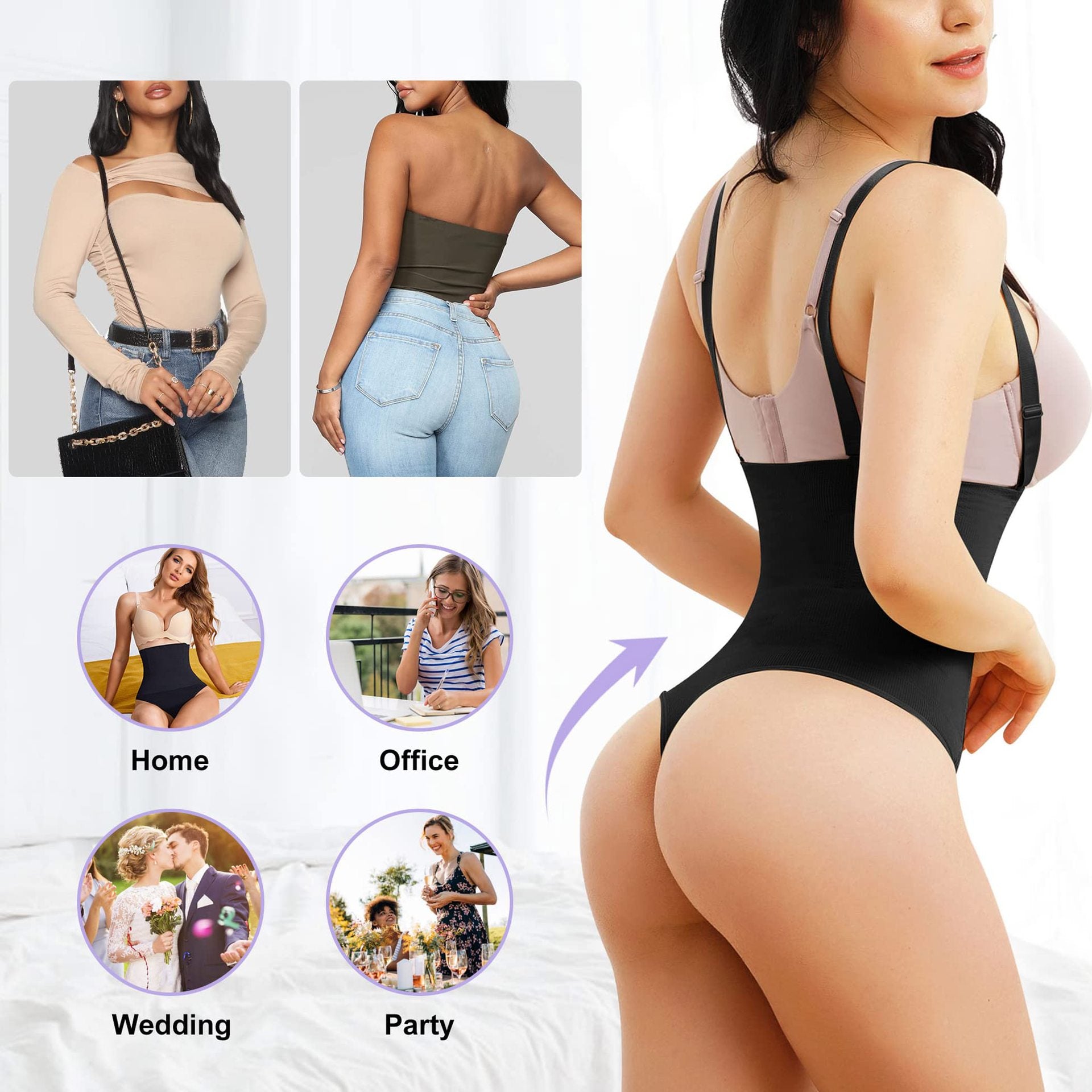 Faja moldeadora femenina sin costuras, invisible, con control de abdomen, estilo corset tanga de busto abierto