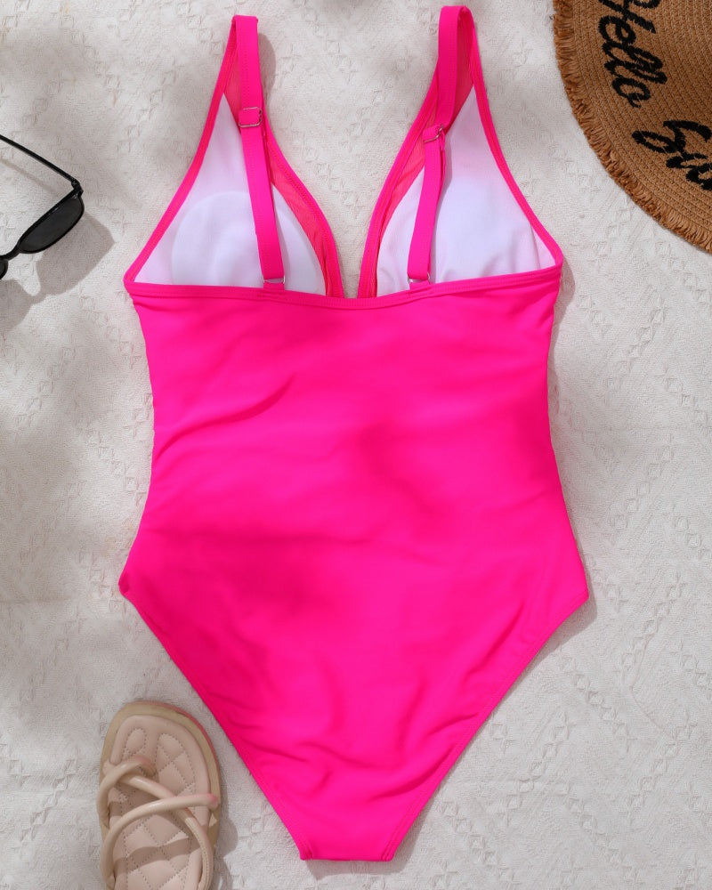 Sexy Deep V Mesh Backless One Piece Shapewear Swimsuit