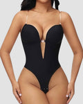 Body de escote profundo sin espalda, sin costuras, con sostén incorporado y tanga moldeadora