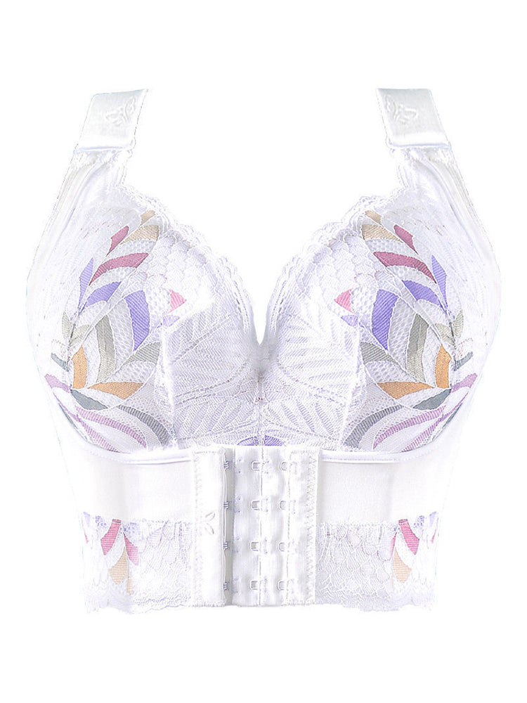Sostén Push Up Sin Aros para Mujer con Soporte Lateral, Corsé Largo y Tirantes Anchos Ajustables