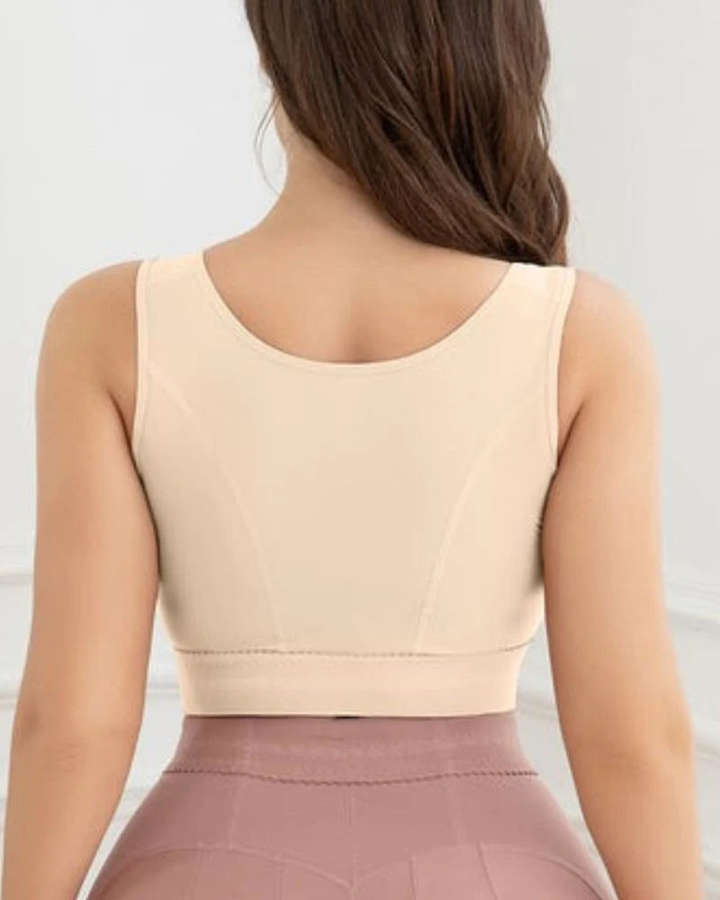 Shapshe® Sostén Deportivo Beige para Mujer, con Cierre Frontal, Sin Aros, Acolchado y Soporte para Entrenamiento