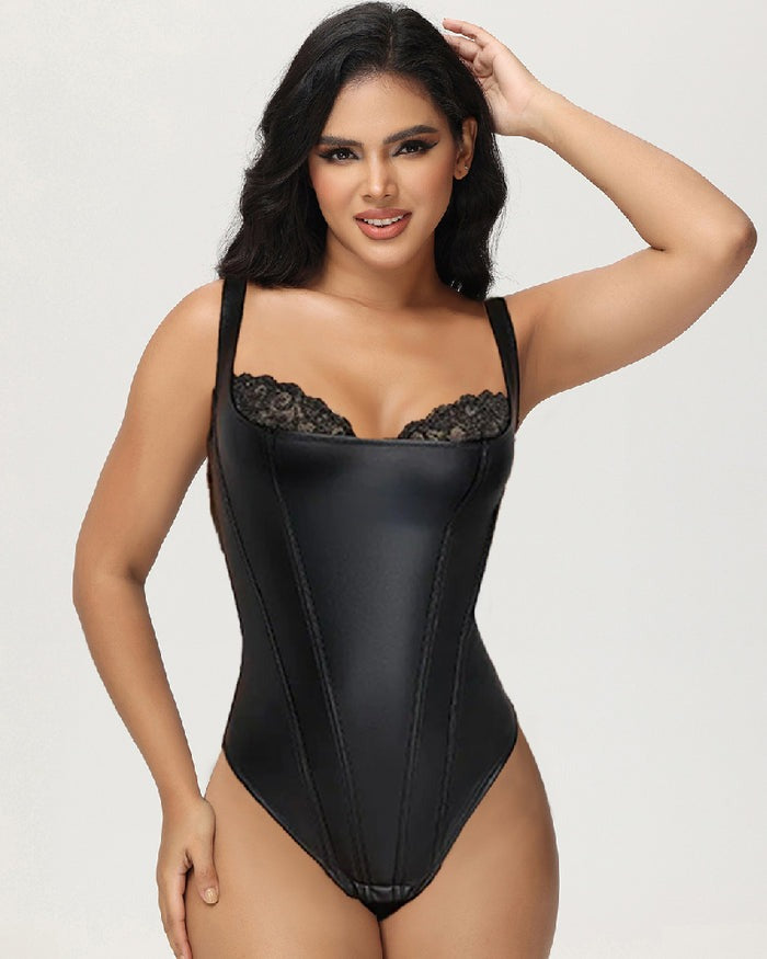Shapshe® Body moldeador de encaje de cuero estilo balconette tanga