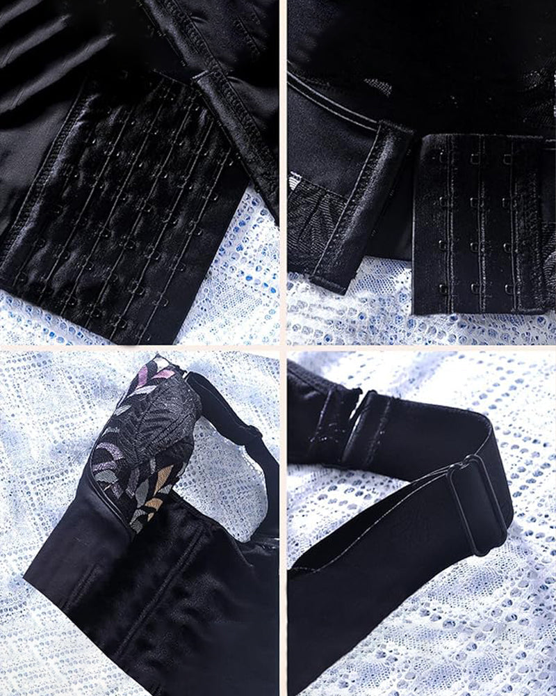 Sostén Push Up Sin Aros para Mujer con Soporte Lateral, Corsé Largo y Tirantes Anchos Ajustables