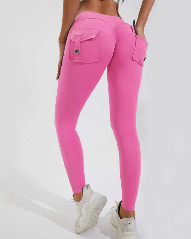 Leggings Deportivos Melocotón con Bolsillos Cargo