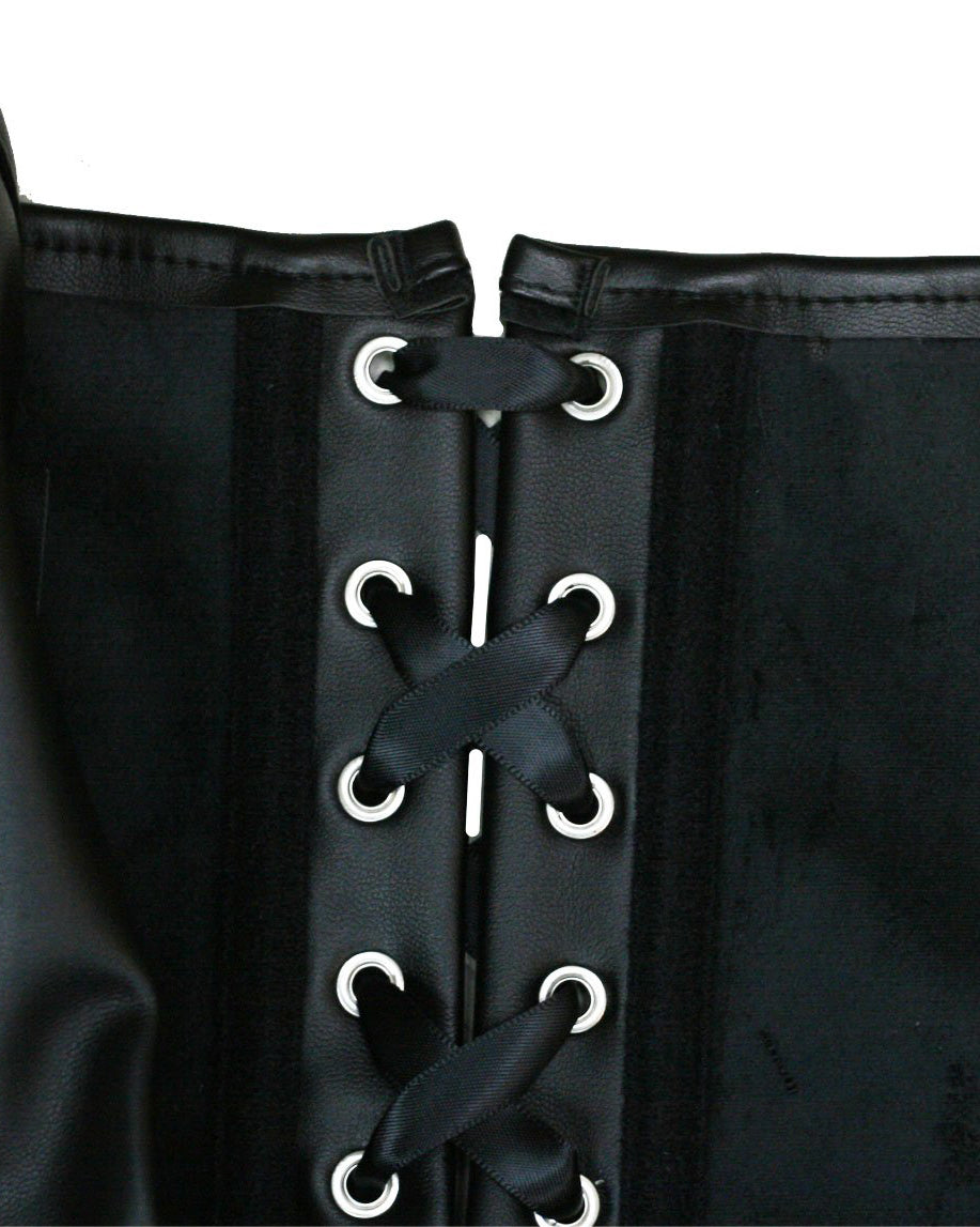 Top Corset Bustier de Mujer con Cremallera Frontal de Cuero Sintético