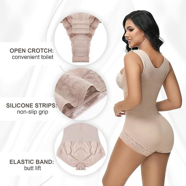 Shapshe® Moldeador Corporal de Alta Compresión con Control de Abdomen y Escote Abierto estilo Leopardo