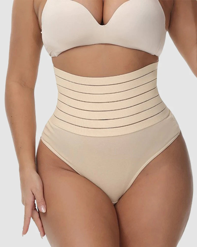 Calzón tanga moldeador sin costuras, elástico, de cintura alta, transpirable y con efecto levanta glúteos.