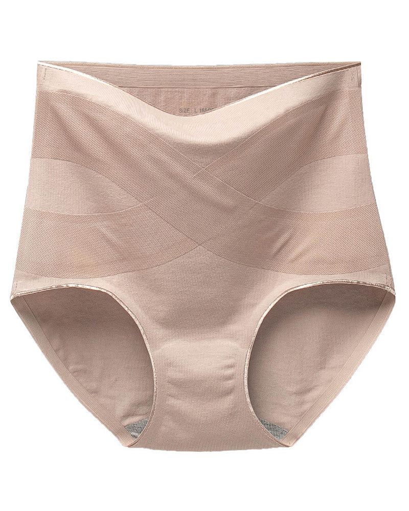Ropa interior de algodón para mujer sin costuras con grafeno, de cintura alta y control de abdomen