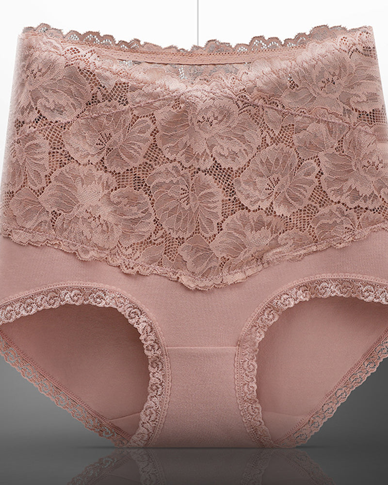 Bragas de encaje floral para mujer, con cintura alta en forma de V, control de abdomen, suaves y sexys