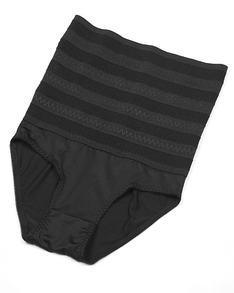 Panty Moldeador de Cintura Alta para Mujer con Estampado Chevron y Control de Abdomen, Braguitas de Malla