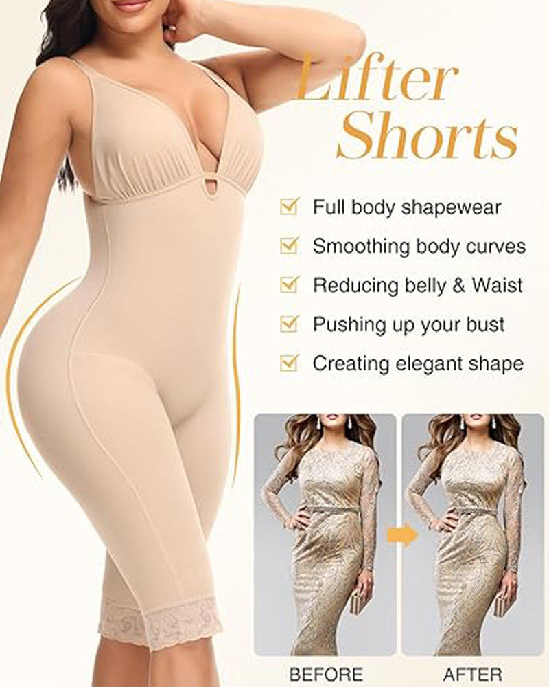 Body de control abdominal tipo U, sin costuras, de media pierna, faja moldeadora de cuerpo completo