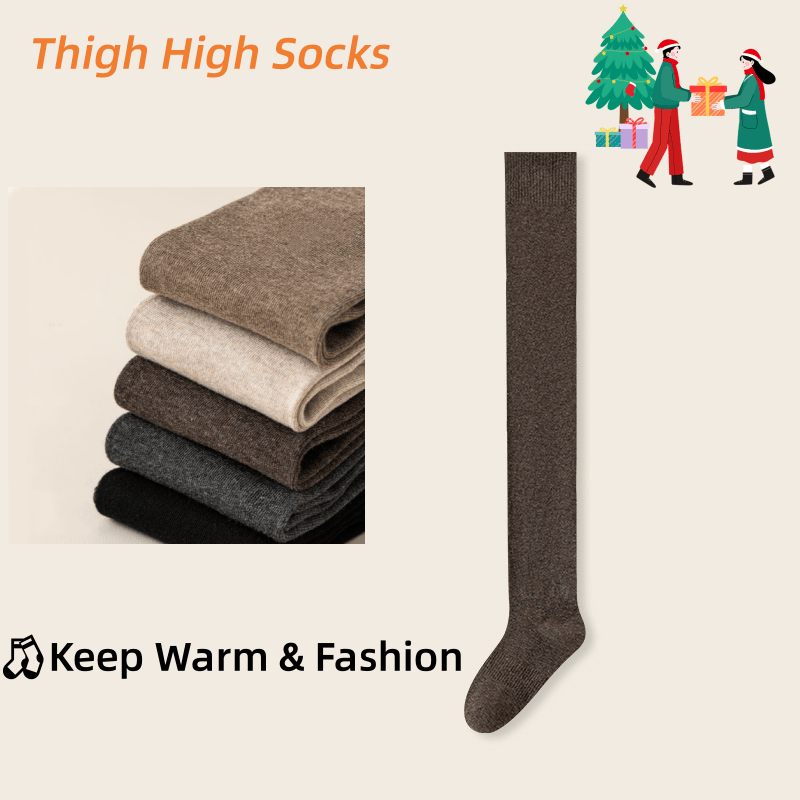 🧦❄️ Calcetines Térmicos Hasta la Rodilla para Mujer 100% Algodón – Súper Cálidos, Suaves y Perfectos para el Invierno ✨💖