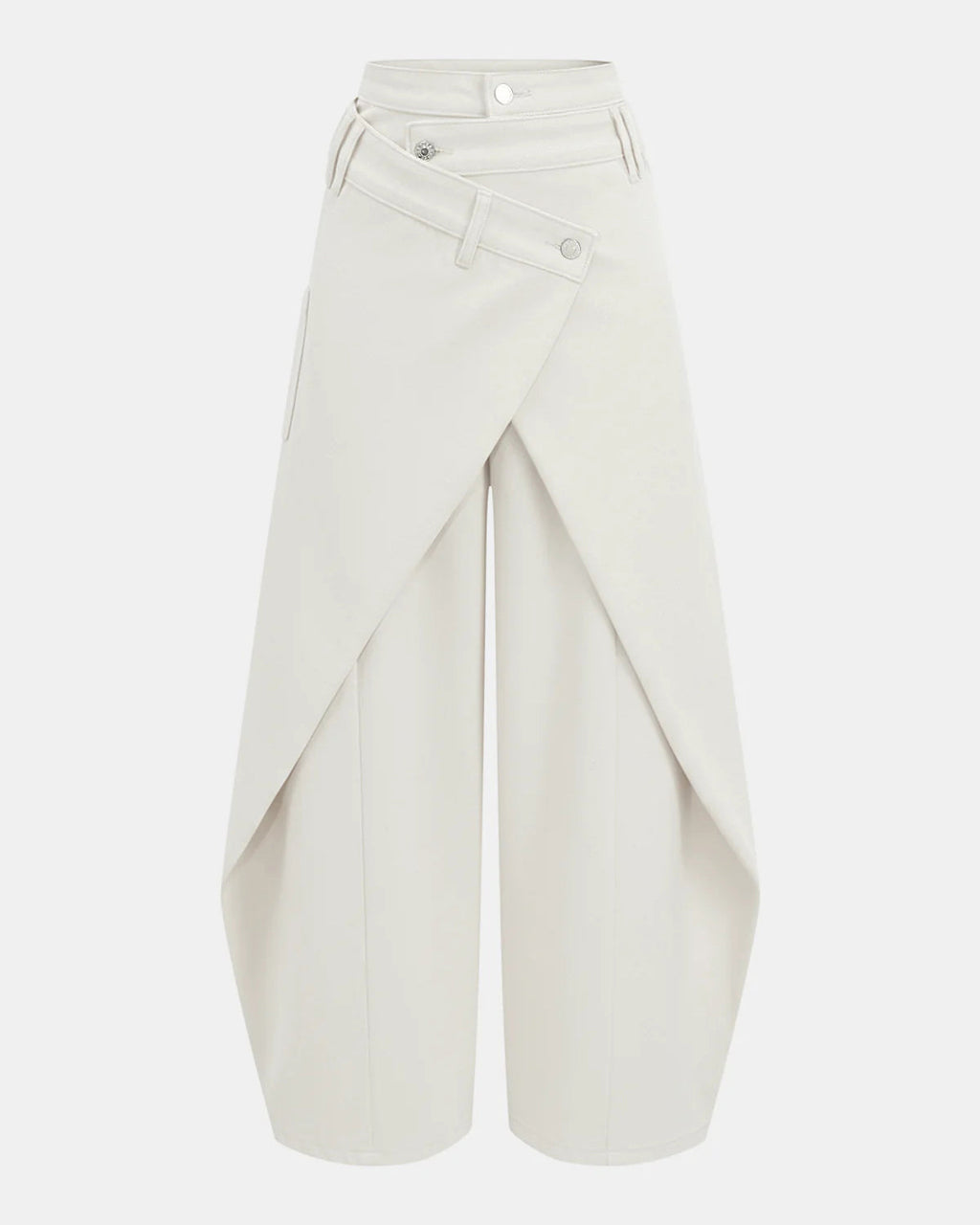 Jeans de pierna ancha con cintura alta y frente cruzado