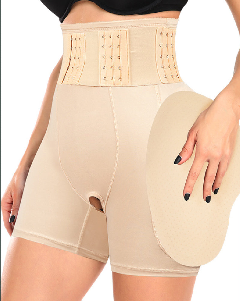 Shorts moldeadores de cintura alta con cinturón ajustable de 9 filas y almohadillas de esponja