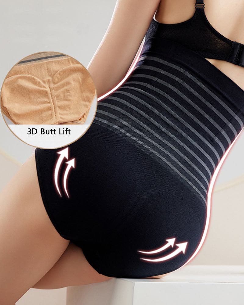 Panties moldeadores para mujer, de tiro alto, con rayas, para vientre de embarazo, levantacola