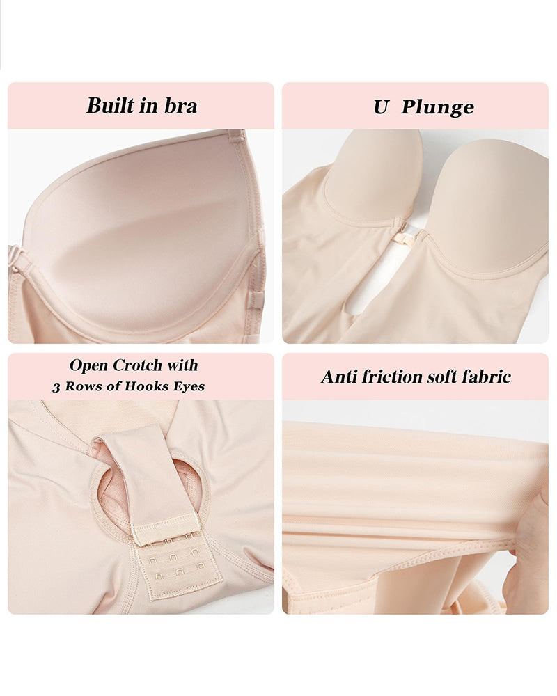Shapshe® Body Moldeador Sin Mangas con Control Abdomen, Escote en U y Sostén Incorporado