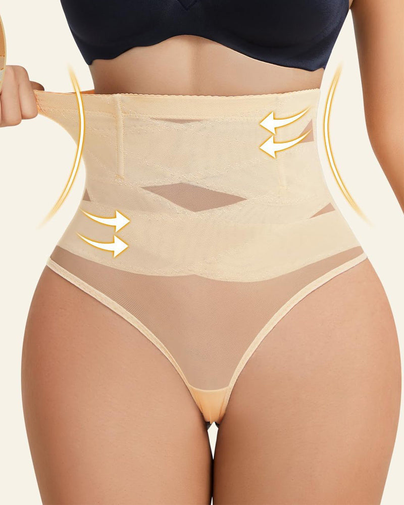 Bragas moldeadoras de cintura alta con malla, control firme del abdomen