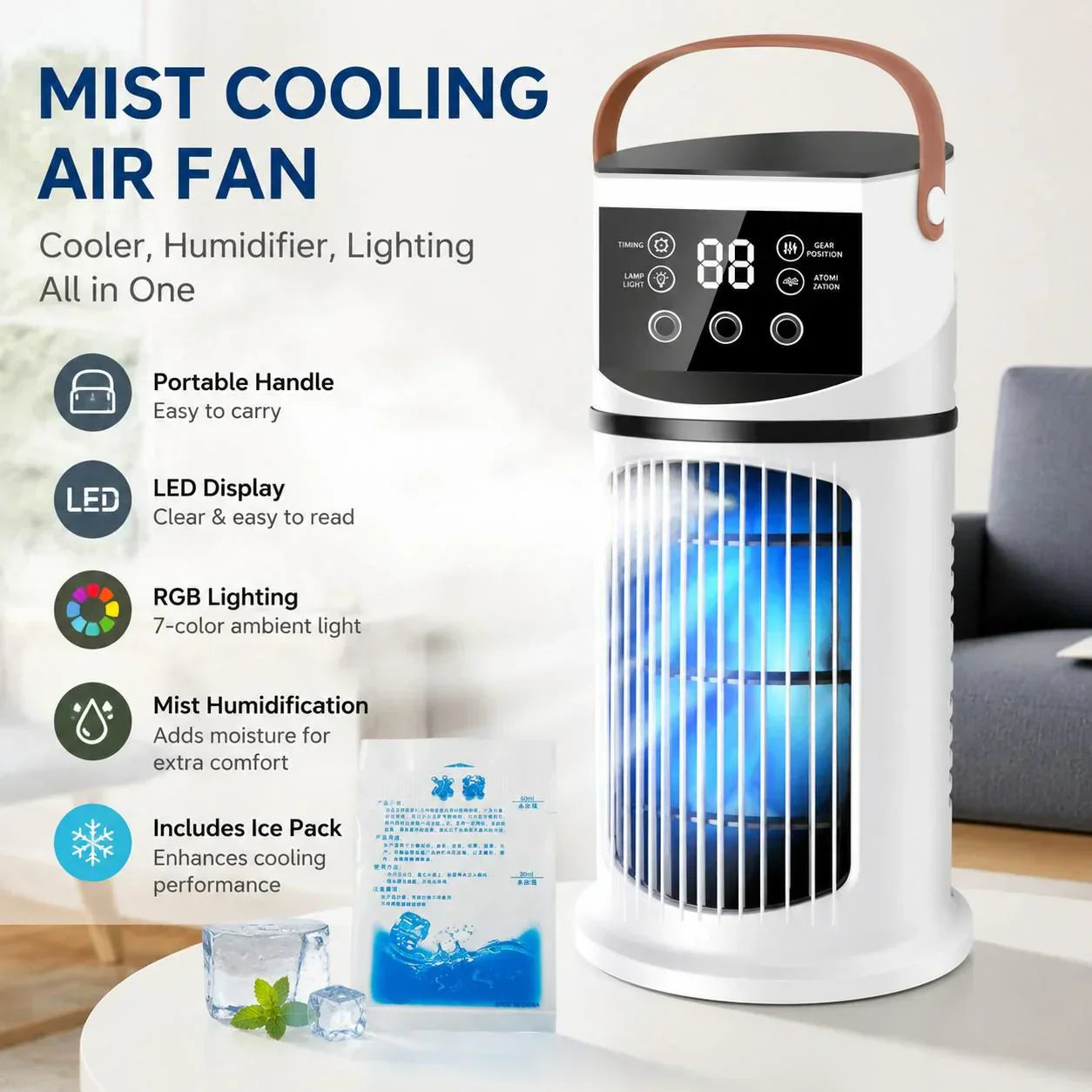❄️💨 ¡50% OFF! Ventilador Enfriador de Agua Multifuncional – Refresca y Humidifica tu Espacio