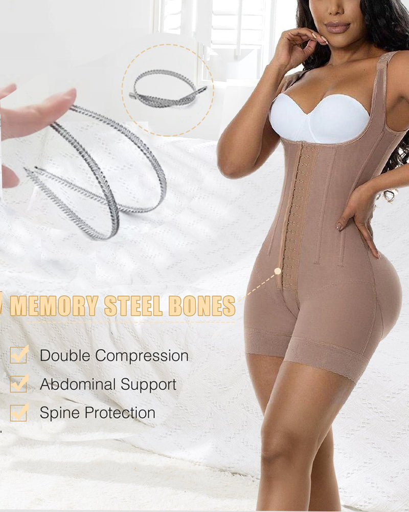 Shapshe® Faja Moldeadora de Alta Compresión con Escote Abierto, Body Adelgazante con Ganchos y Control de Abdomen