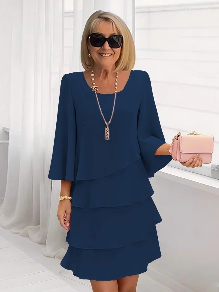 💃✨ Vestido de Mujer con Volantes Escalonados y Mangas Acampanadas – Estilo y Elegancia para Cada Ocasión 🌸👗