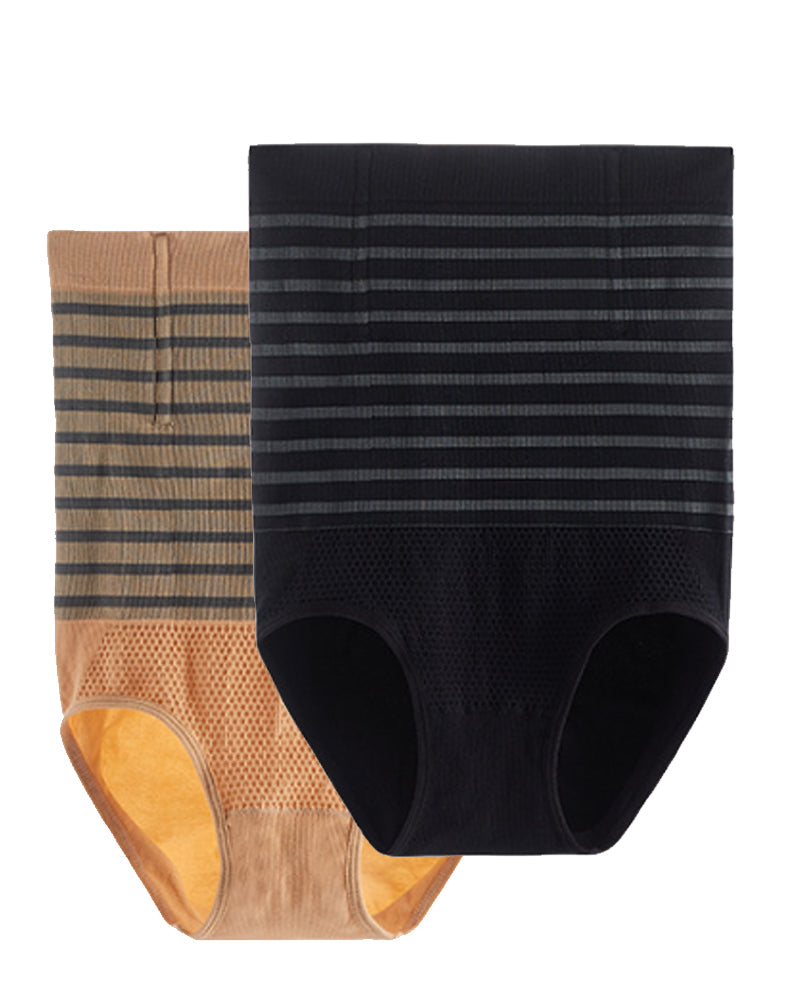 Panties moldeadores para mujer, de tiro alto, con rayas, para vientre de embarazo, levantacola